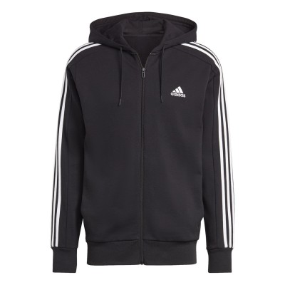 adidas,essentials,french,terry,3,stripes,zip,hoodie,mens,black,white