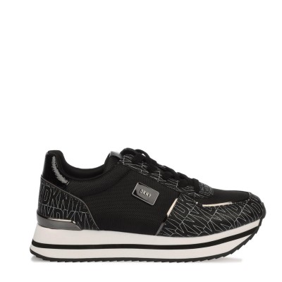 кецове,на,платформа,dkny,davie,lace,up,wedge,trainers,black,grey