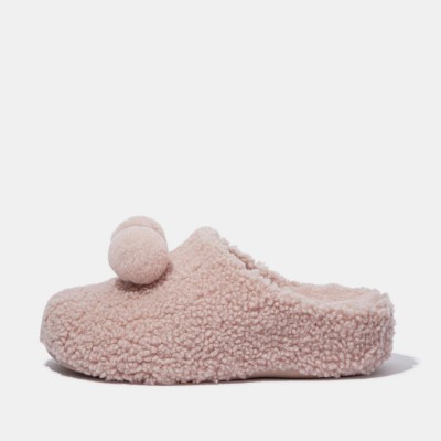 чехли,fitflop,shuv,pom,pom,clogs,beige