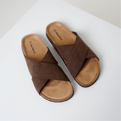сандали,мъжки,сандали,threadbare,faux,suede,cross,strap,sandals,chocolate