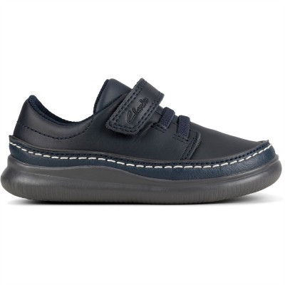 clarks,crest,aero,low,trainers,infants,navy,leather