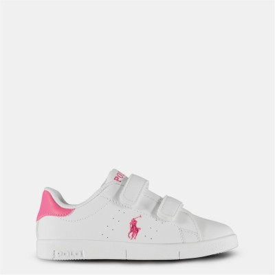 polo,ralph,lauren,bilton,touch,fastening,trainers,infants,white,fuschia