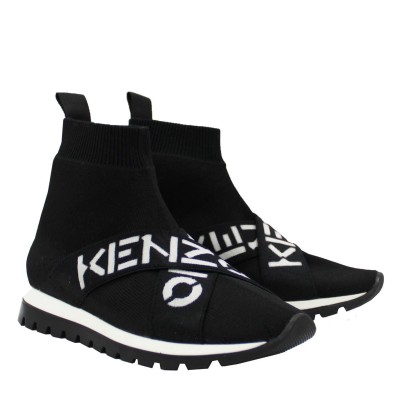 юношески,маратонки,маратонки,за,училище,ученически,обувки,kenzo,flyknit,logo,strap,high,top,trainers,juniors,black,09b