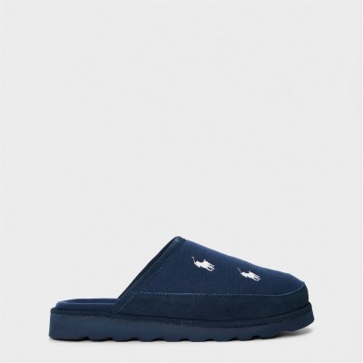 пантофи,чехли,polo,ralph,lauren,men's,all,over,print,mule,slippers,navy,white,pp