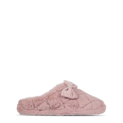 чехли,linea,faux,fur,bow,slipper,pink