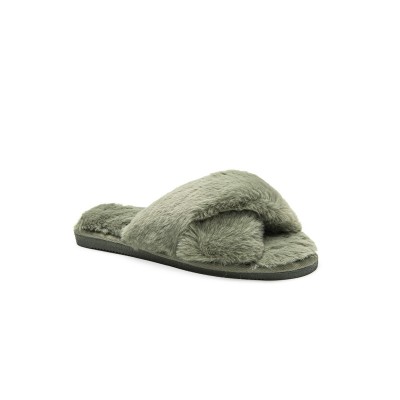чехли,be,you,faux,fur,cross,over,slipper,khaki