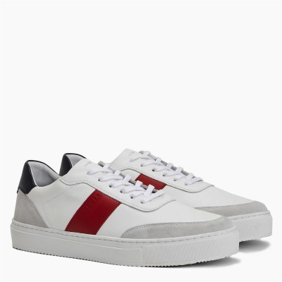 мъжки,маратонки,tommy,hilfiger,premium,cupsole,stripe,leather,white,red,navy