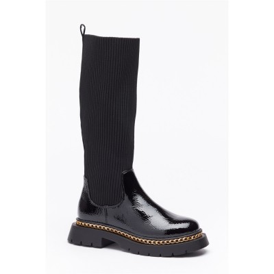 детски,боти,be,you,tall,chain,detail,patent,rib,boot,black