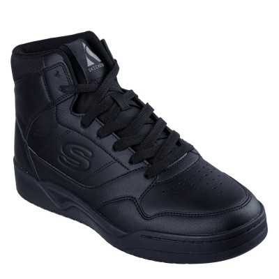 мъжки,високи,кецове,skechers,dualeather,overlay,high,top,fashion,high,top,trainers,mens,black,black
