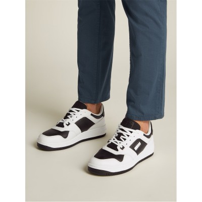 маратонки,мъжки,маратонки,tommy,jeans,retro,leather,basket,trainers,white,black