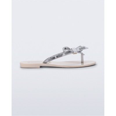 джапанки,melissa,women's,harmonic,flip,flops,beige,silver