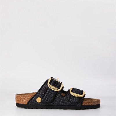 сандали,birkenstock,women's,arizona,big,buckle,raffia,flat,sandals,black