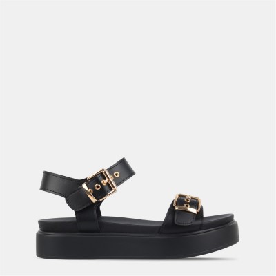 сандали,дамски,сандали,miso,women's,chunky,strap,flat,sandals,black,gold