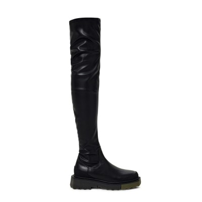 обувки,дамски,боти,off,white,thigh,high,boots,black,milit