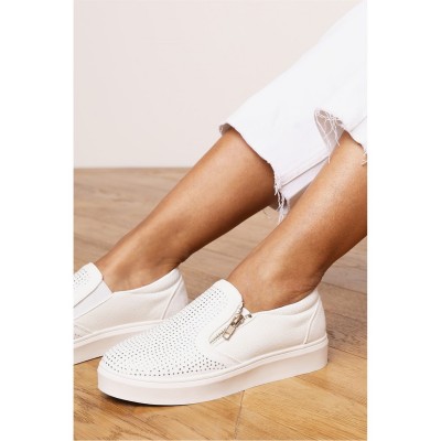 маратонки,дамски,маратонки,wheres,that,from,zip,detail,trainer,with,diamante,toe,white
