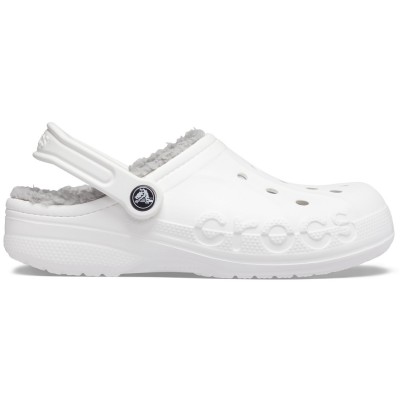 пантофи,чехли,разпродажба,crocs,crocs,women's,baya,lined,mule,slippers,white,grey