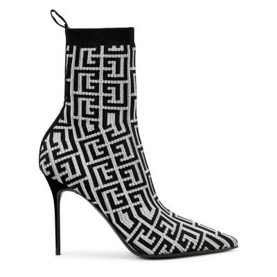 дамски,боти,balmain,monogram,knit,hh,ankle,boot,95,black