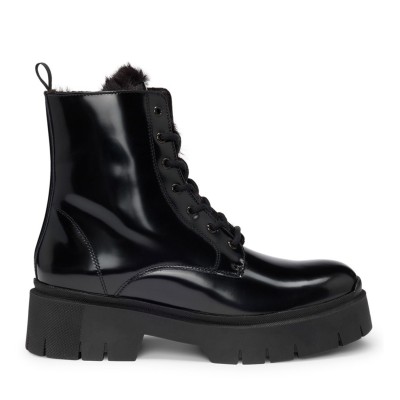 обувки,дамски,боти,hugo,faux,leather,boots,black