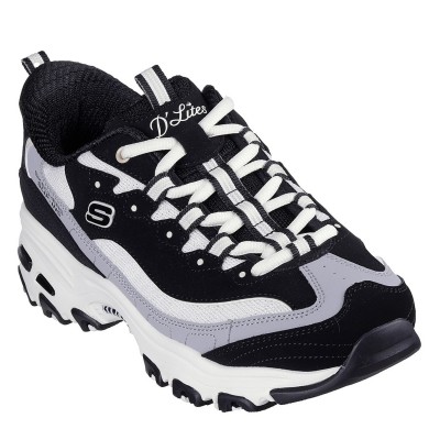 дамски,маратонки,дамски,маратонки,skechers,d,lites,smooth,nostalgia,low,top,trainers,womens,black,white