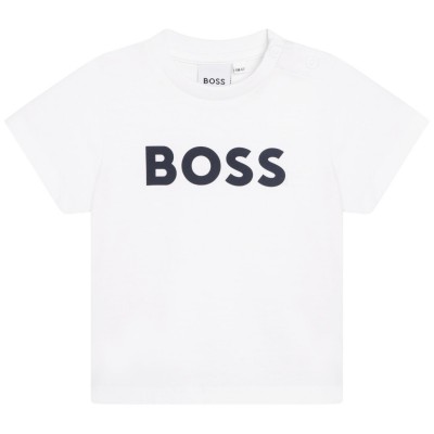 тениска,детски,3/4,панталони,boss,kids',large,logo,cotton,short,sleeve,t,shirt,white,10p