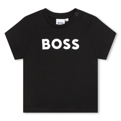 тениска,детски,3/4,панталони,boss,kids',large,logo,cotton,short,sleeve,t,shirt,black,09b