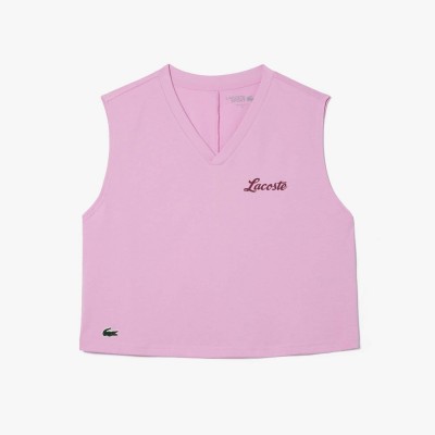 къса,блуза,дамски,топове,lacoste,ultra,dry,cotton,sport,crop,top,pink