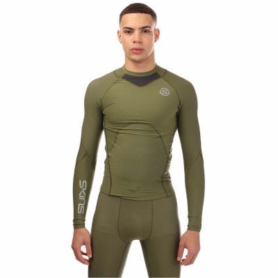 фланелка,с,дълъг,ръкав,облекла,на,разпродажба,мъжко,фитнес,облекло,skins,series,3,long,sleeve,top,khaki