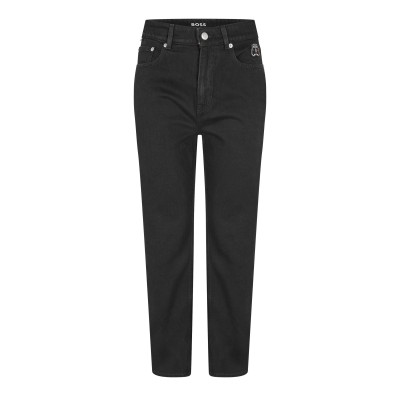 дънки,дамски,дънки,boss,straight,fit,cropped,jeans,black