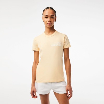 тениска,дамски,топове,lacoste,slim,fit,organic,cotton,jersey,t,shirt,yellow