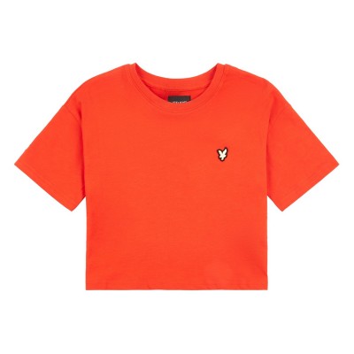 детска,тениска,детски,облекла,lyle,and,scott,boxy,crop,t,shirt,junior,girls,mandarin,red