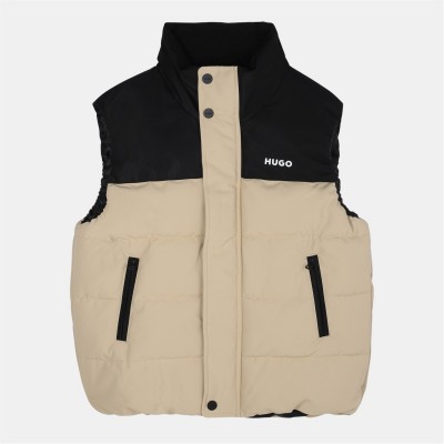 елек,детски,облекла,hugo,hugo,padded,gilet,jn54,beige,black