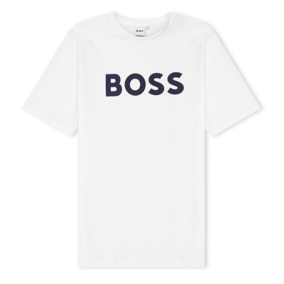 тениска,детски,3/4,панталони,boss,kids,large,logo,t,shirt,bold,print,white,09