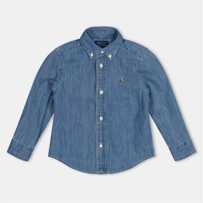 риза,детски,3/4,панталони,polo,ralph,lauren,kids',long,sleeve,plain,shirt,dk,blue