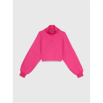 блуза,детски,облекла,tommy,hilfiger,half,zip,mock,neck,sweatshirt,magenta,tp1