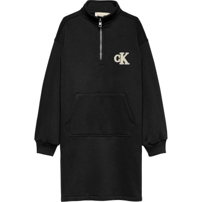 рокля,детски,облекла,calvin,klein,jeans,teddy,fleece,zip,dress,ck,black,beh