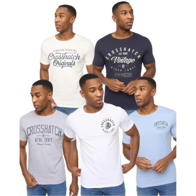 тениска,crosshatch,5,pack,of,college,theme,print,t,shirts,multi,colour