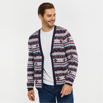 жилетка,мъжки,пуловери,threadbare,fairisle,christmas,cardigan,navy
