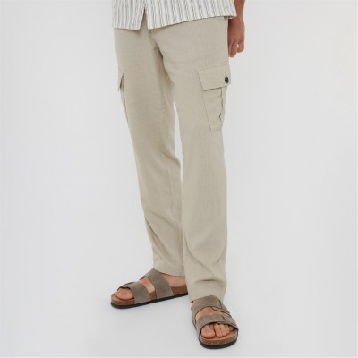 панталони,мъжки,панталони,threadbare,linen,blend,cargo,trousers,stone