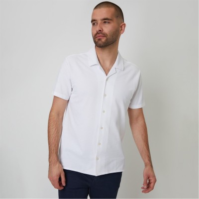 риза,с,къс,ръкав,threadbare,cotton,pique,revere,collar,short,sleeve,shirt,white