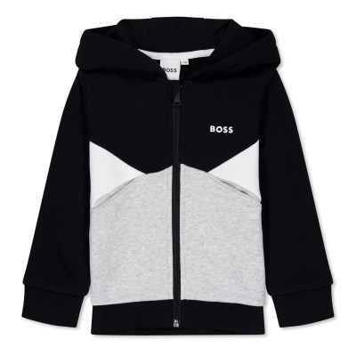 детски,суичър,детски,облекла,boss,colourblock,zip,hoodie,infants,black,09b