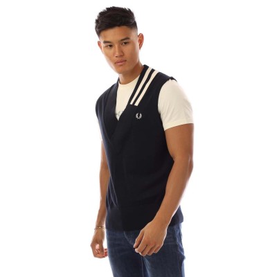 потник,мъжки,горнища,с,качулка,мъжки,ежедневни,облекла,fred,perry,v,neck,broken,tipped,tank,top,navy