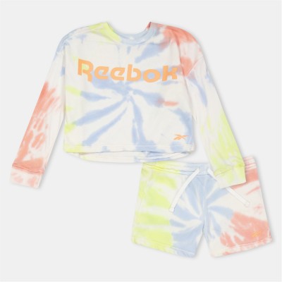 тениска,разпродажба,reebok,детски,3/4,панталони,reebok,tie,dye,t,shirt,and,shorts,set,apricot,blush