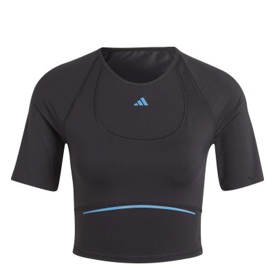 тениска,дамски,горнища,размер+,adidas,tailored,hiit,heat,rdy,training,crop,t,shirt,black