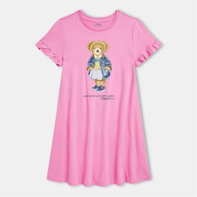 юношеска,рокля,детски,3/4,панталони,polo,ralph,lauren,bear,dress,junior,laguna,pink