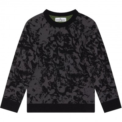 юношеска,блуза,stone,island,camo,knit,crew,neck,sweatshirt,juniors,black,v0029