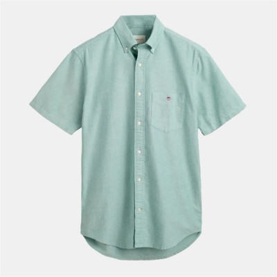 риза,с,къс,ръкав,облекла,на,разпродажба,мъжки,ризи,gant,regular,fit,classic,short,sleeves,oxford,shirt,green