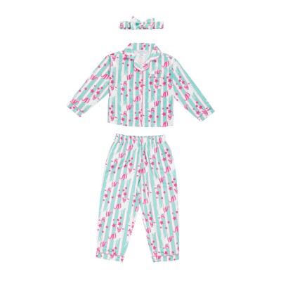 пижама,детски,пижами,детски,облекла,miso,girls,unicorn,satin,pyjama,set,green,pink