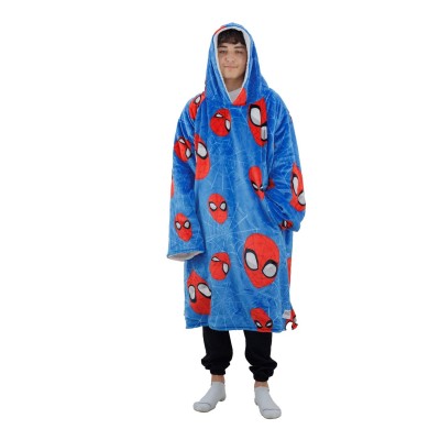 spiderman,spiderman,medium,spidey,heads,up,blue,hood,fleece,blue