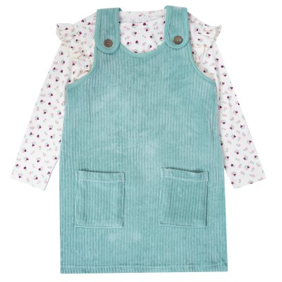 рокля,детски,поли,и,рокли,детски,3/4,панталони,miso,kids',corduroy,pinafore,dress,teal,cream
