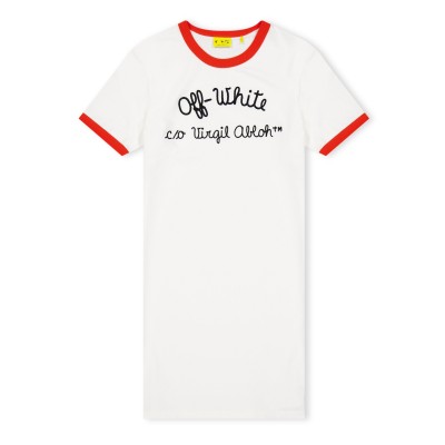 тениска,off,white,kids,ringer,contrast,trim,t,shirt,dress,wht,blk,0110